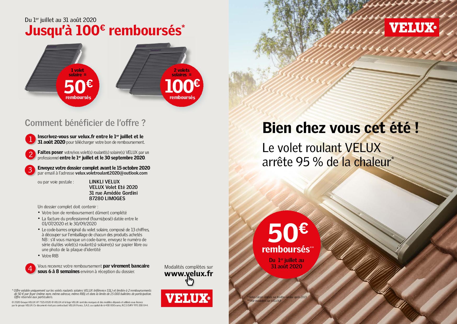 Promotion volet roulant solaire VELUX